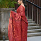 Beatitude Red Cotton Floral Jamdani Saree