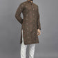 Anaita Brown Weaving Linen Cotton Straight Kurta