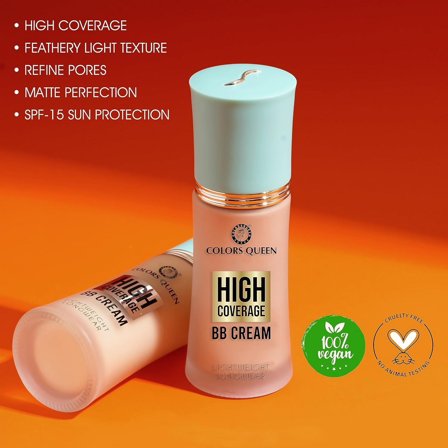 Colors Queen High Coverage BB Cream Foundation - Rose Blush | Swadesiicart