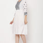 PAVONINE White Color Burfi Design Embroidery Dress For Women | Swadesiicart