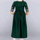 PAVONINE Bottle Green Color Burfi Design Embroidery Dress For Women | Swadesiicart
