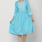 PAVONINE Firozi Color Burfi Design Embroidery Dress For Women | Swadesiicart