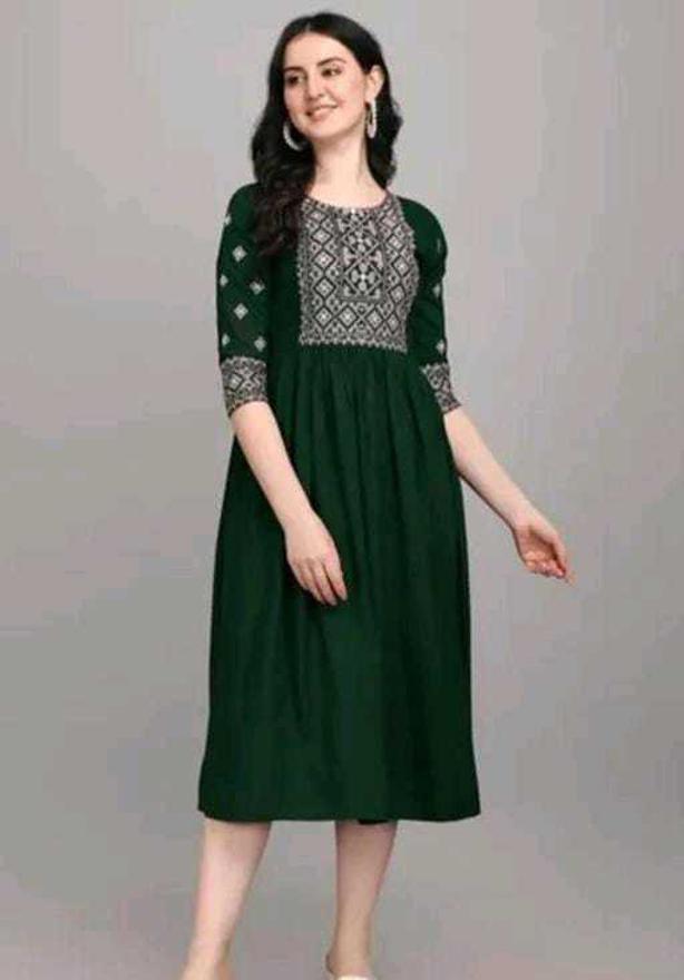 PAVONINE Bottle Green Color Burfi Design Embroidery Dress For Women | Swadesiicart