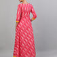 Antaran Red Cotton Flared Ikat Kurta - Swadesiicart