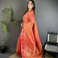 Joban Fashion Peach Banarasi Soft Silk Woven Saree | Swadesiicart