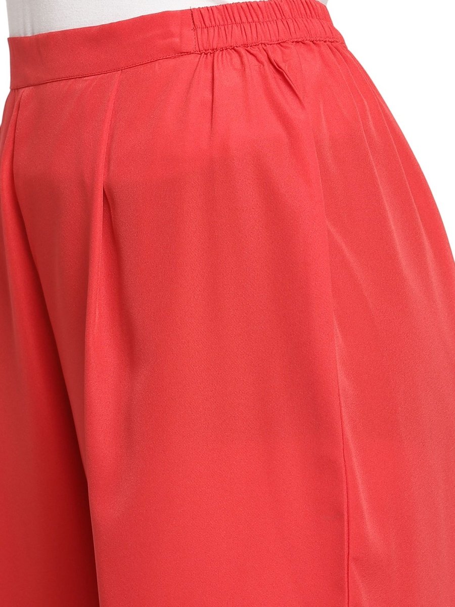 Ahalyaa Red Crepe Bandhani Gold Printed Kurta Pant With Dupatta | Swadesiicart