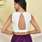 Amodini Designer Studio White Sequined Pearl Sleeveless Padded Blouse - Swadesiicart