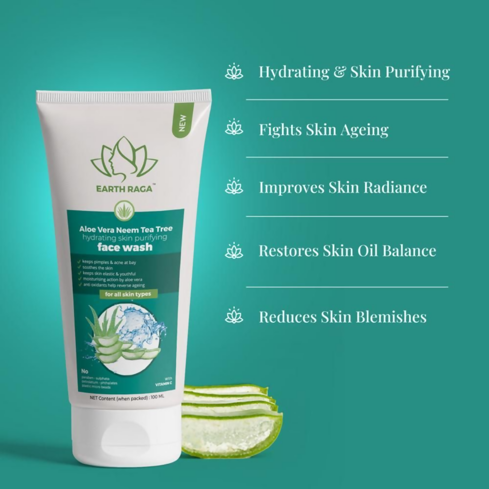 Earthraga Aloe Vera Neem Tea Tree Face Wash - Swadesiicart