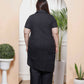 Miravan Women's Plus Size Black Pure Cotton Floral Embroidered High Low Co-Ord Set - Swadesiicart