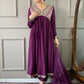 Partywear Designer Viscose Wine Stitched Suit With Dupatta - Tanisha | Swadesiicart