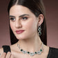 NVR Women's Green & Silver-Plated American Diamond Handcrafted Jewellery Set - Swadesiicart