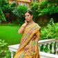 Vishnu Weaves Women's Yellow Banarasi Silk Kashmiri Woven Saree with Blouse - Swadesiicart