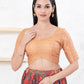 Joban Fashion Rose-Gold Tissue Elbow Sleeveless Back Open Blouse - Swadesiicart