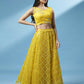 House of Panchhi Mustard Net Sequinse Work Lehenga & Blouse, Dupatta | Swadesiicart