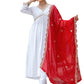 The52 White Women's Gorgeous Embroidered Chanderi Fabric Straight Kurta, Pant and Dupatta Set - Swadesiicart