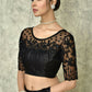 Black Silk Plain Saree with Blouse Piece - Purvi