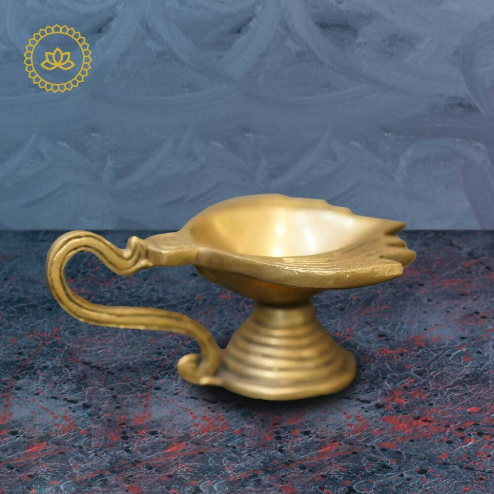 Brass Lotus Arathi Diya - Swadesiicart