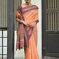 Vishnu Weaves Women's Orange Handloom Raw Silk Saree with Blouse - Swadesiicart