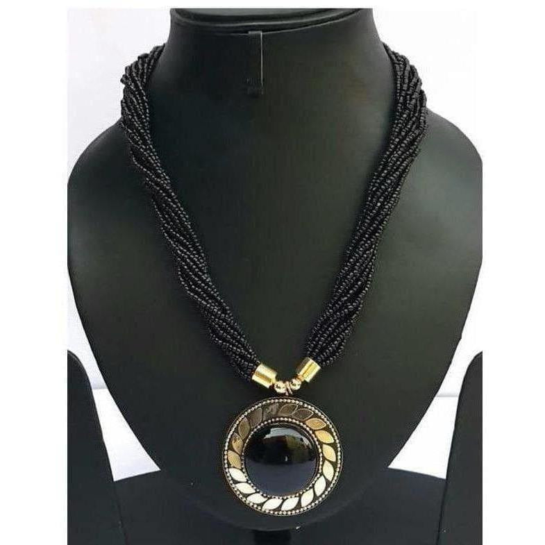 MS Fashion India Latest Design Black Color Beaded Necklace For Women | Swadesiicart