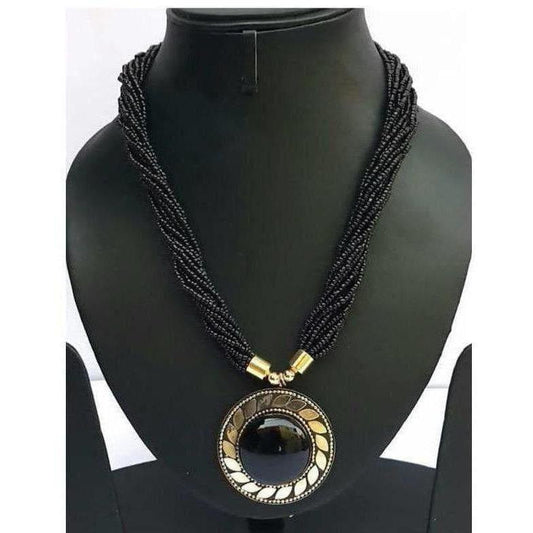 MS Fashion India Latest Design Black Color Beaded Necklace For Women | Swadesiicart