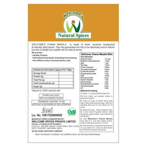Welcome’s Natural Spices Chana Masala - Swadesiicart