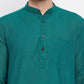 Even Apparels Green Rayon Men's Kurta With Band Collar | Swadesiicart