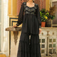 Janasya Black Georgette Sequined Tunic & Bottom | Swadesiicart