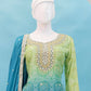 Anaita Blue Digital print with Embroidered Silk Stitched Plazo Suit