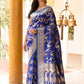 Joban Fashion Ink Blue Banarasi Soft Pure Handloom Banarasi Silk Saree | Swadesiicart