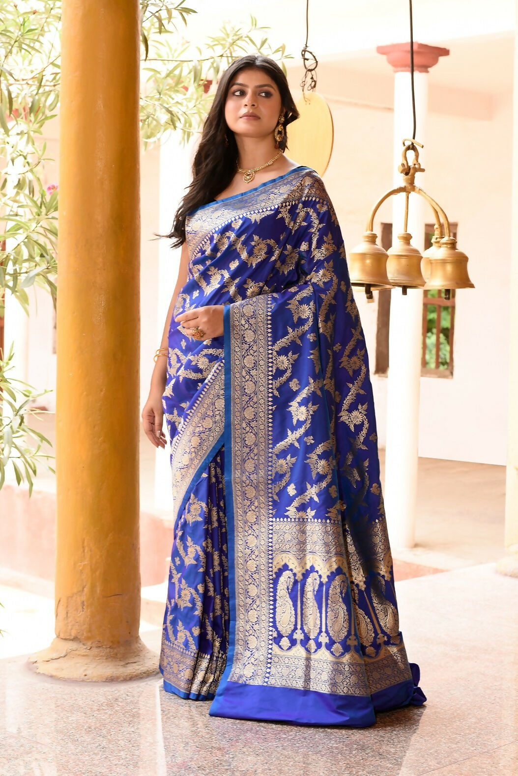 Joban Fashion Ink Blue Banarasi Soft Pure Handloom Banarasi Silk Saree | Swadesiicart