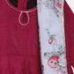 Ahalyaa Wine Poly Silk Curved Kids Kurta Palazzo Set With Bottom For Girls | Swadesiicart