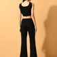 Myshka Women's Black Solid Top With Trousers - Swadesiicart