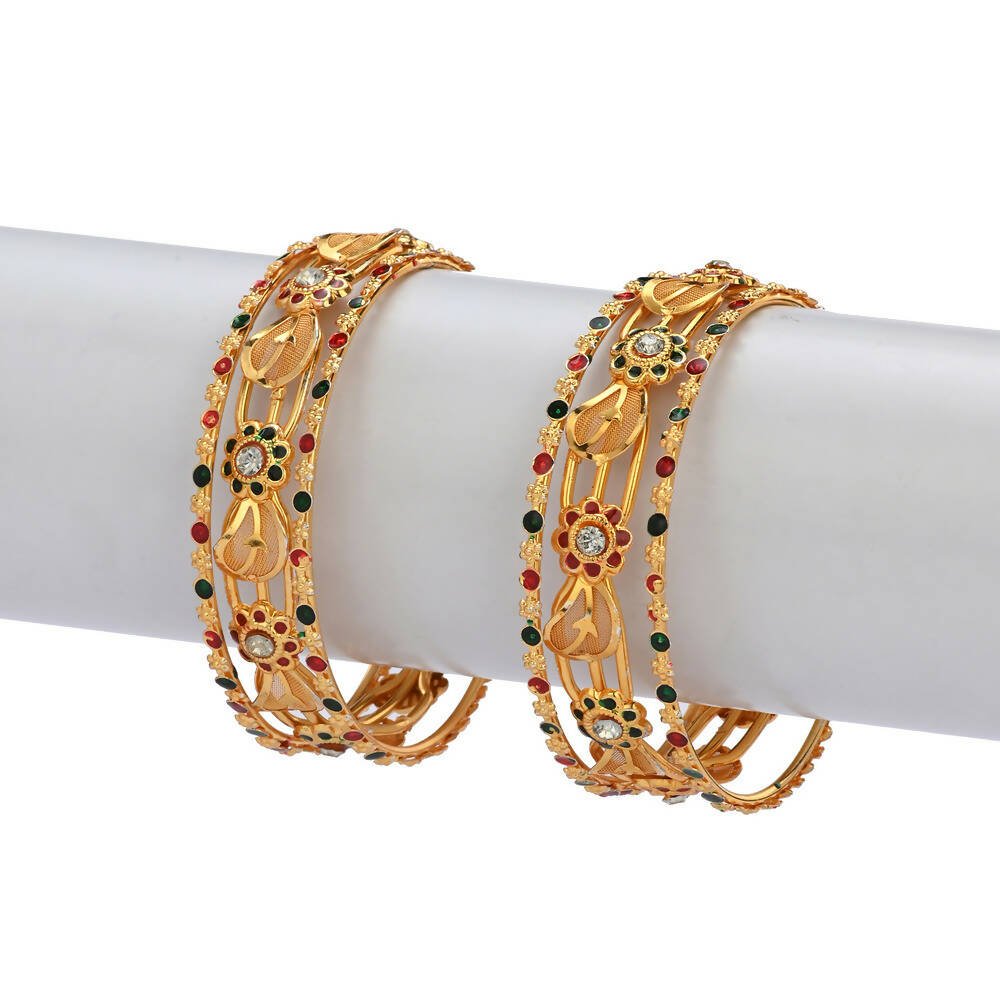 Afast Designer Fancy Party Bangle/ Kada Set, Gold, Metal, Pack Of 6 - Swadesiicart