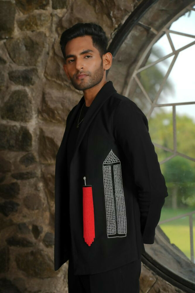 Statement Embroidered Black Co-Ord Set by Hilo Design - Swadesiicart