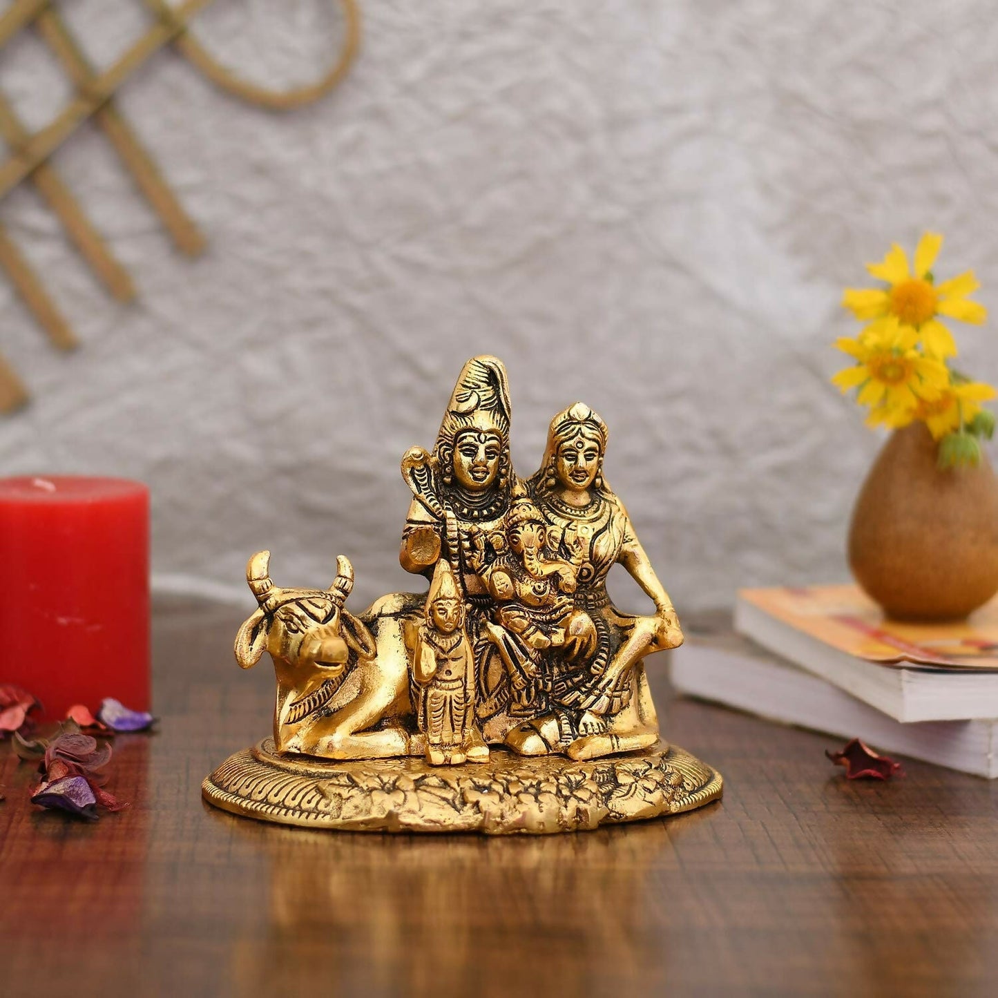 Collectible India Handcrafted Shiva Parvati Ganesh Idol - Swadesiicart