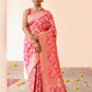 Joban Fashion Pink Peach Soft Pure Handloom Banarasi Silk Saree | Swadesiicart