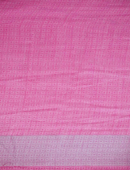 Vibrant Combination Of Baby Pink With Floral Design Semi Chanderi Saree By Gayathri Reddy Designer Studio | Swadesiicart