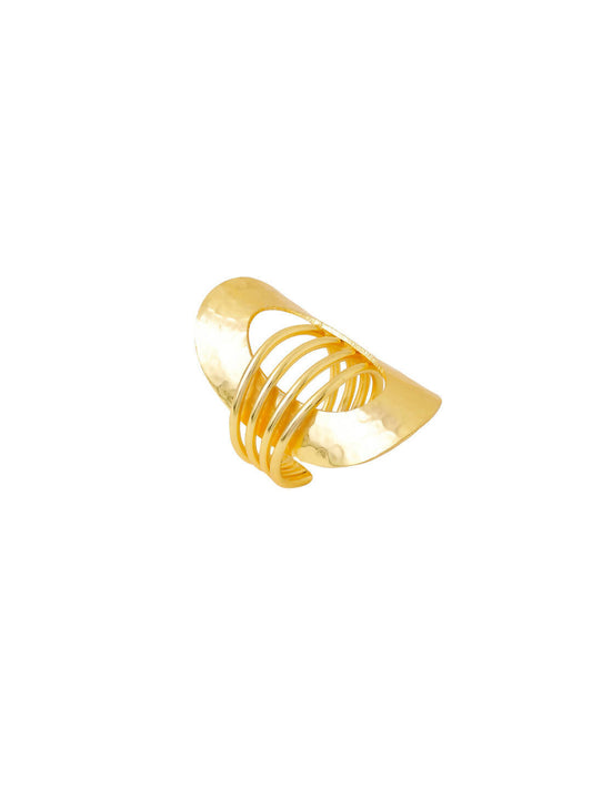 NVR Women's Western Gold-Polished Adjustable Finger Ring | Swadesiicart