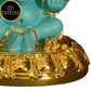 Tamas Gold-Polished Gaj Karna Ganesh Idol Flora Blue & Gold Color - Swadesiicart