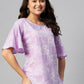 Miravan Women's Lavender-Coloured Bell Sleeve Floral Print Kurti - Swadesiicart