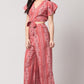 PAVONINE Peach Color Printed Crop Top And Flared Palazzo Set For Girls & Women - Swadesiicart