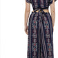 PAVONINE Navy Blue Color Printed Crop Top And Flared Palazzo Set For Girls & Women - Swadesiicart