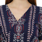 PAVONINE Navy Blue Color Printed Crop Top And Flared Palazzo Set For Girls & Women - Swadesiicart