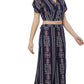 PAVONINE Navy Blue Color Printed Crop Top And Flared Palazzo Set For Girls & Women - Swadesiicart