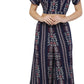 PAVONINE Navy Blue Color Printed Crop Top And Flared Palazzo Set For Girls & Women - Swadesiicart