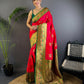 Joban Fashion Banarasi Red Woven Soft Silk Saree | Swadesiicart