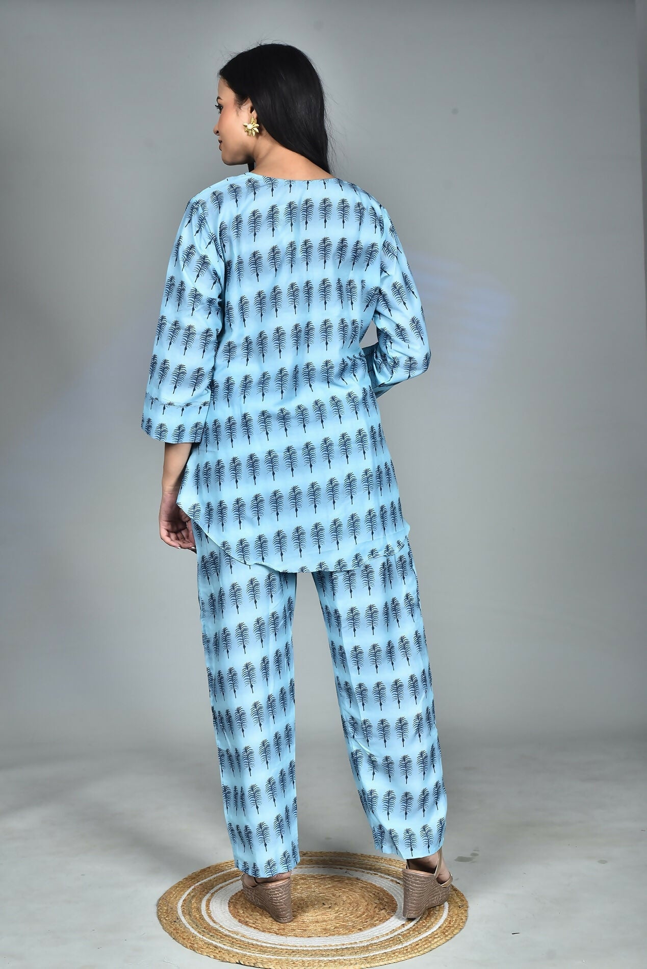 Morchari Digital Print Semi Muslin Co-Ord Set Top & Trouser-Multicolor - Swadesiicart