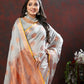 Lorenvalley Fashion Grey Cotton with Woven Design Zari Weaving Saree - Swadesiicart