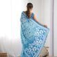 Blue Chinon Designer Digital Printed & Mirror Cut Work Saree - Kriti