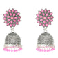 Mominos Fashion Joharkamal Kundan work Jhumka with Baby Pink Beads - Mominos Fashion